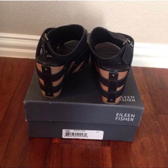 NWT Eileen Fisher Leather Wedge Sandals Sz 8 - Picture 8 of 10